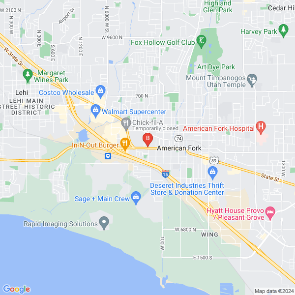Fingerprinting Utah location map: 306 W Main Street, American Fork, UT 84003, American Fork, Utah